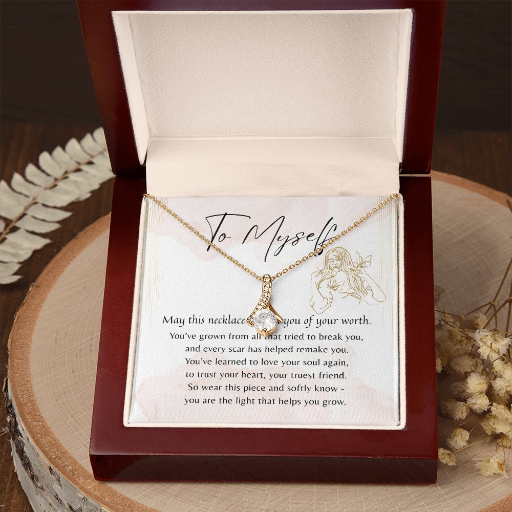 Alluring Beauty Necklace for Myself – A thoughtful Gift to Myself | 14k White Gold or 18k Yellow Gold Plated in gift box with message card