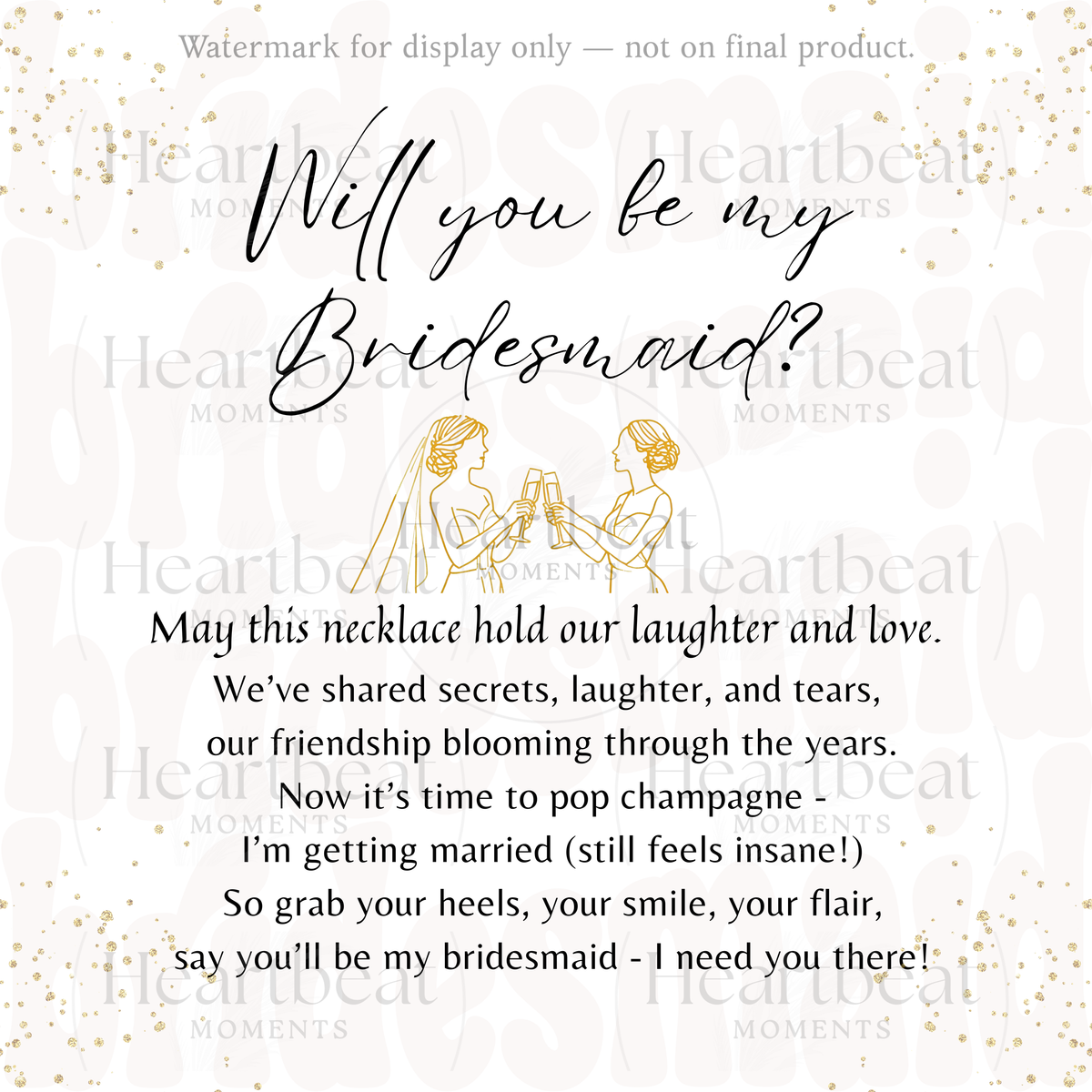 Interlocking Hearts Necklace for Bridesmaid – Meaningful bridesmaid proposal gift in rose gold or 18k yellow gold plated finish