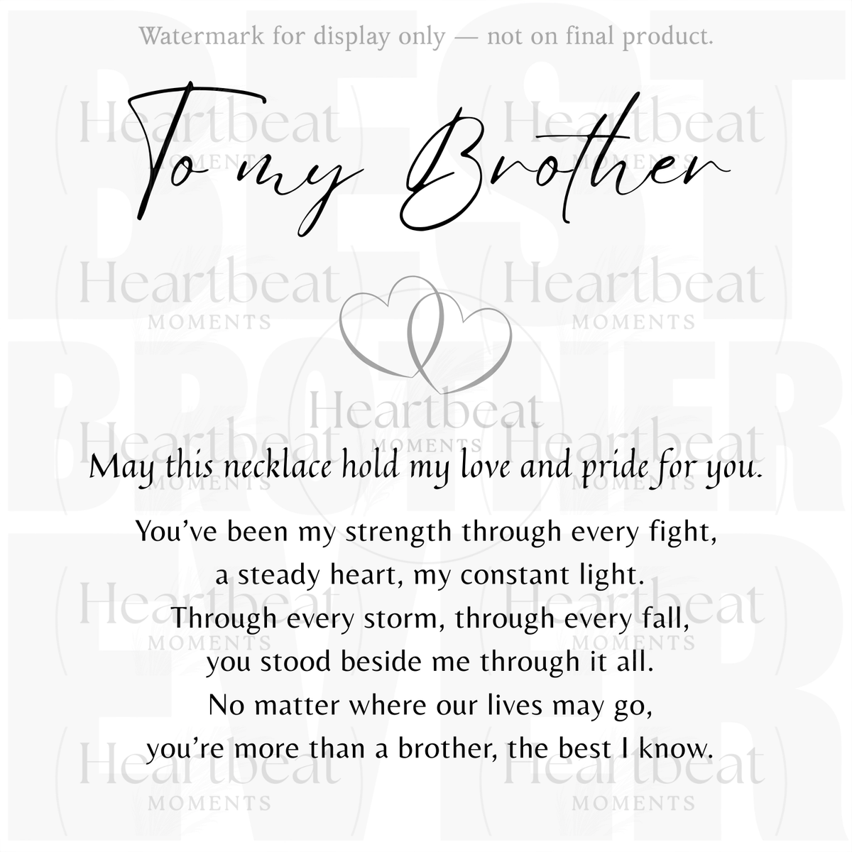 Artisan Cross Necklace for Brother – Brother Gift with heartfelt message expressing love, pride, and strength for brotherhood