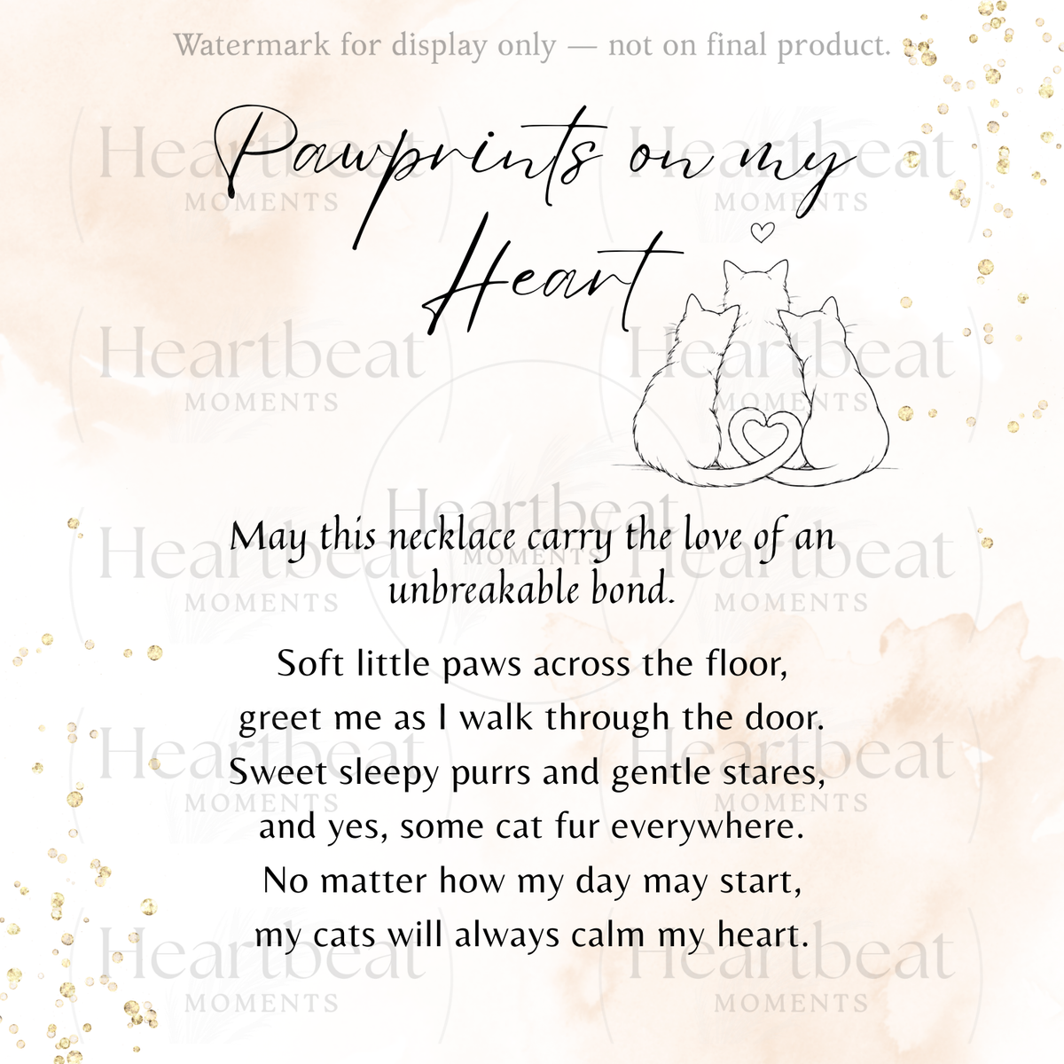 Custom Multiple Name Necklace for Cat Lover – Personalized Cat Gift with heartfelt poem and cat illustration in soft pastel design