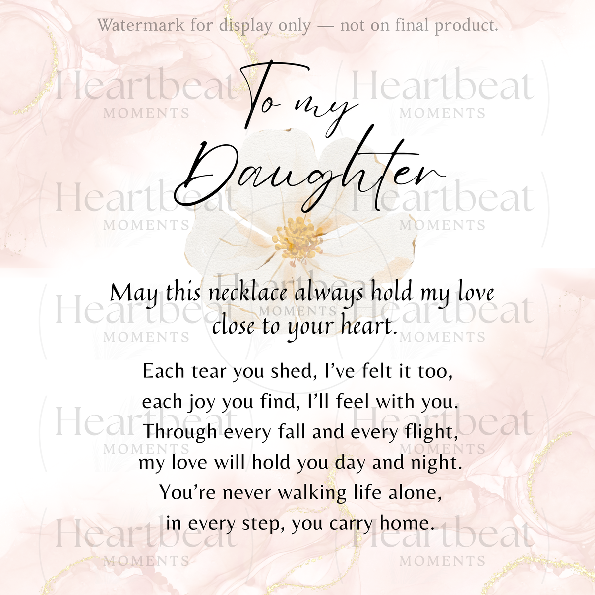 Interlocking Hearts Necklace for Daughter – A Meaningful Gift from Parent | Rose Gold or 18k Yellow Gold Plated with heartfelt message background