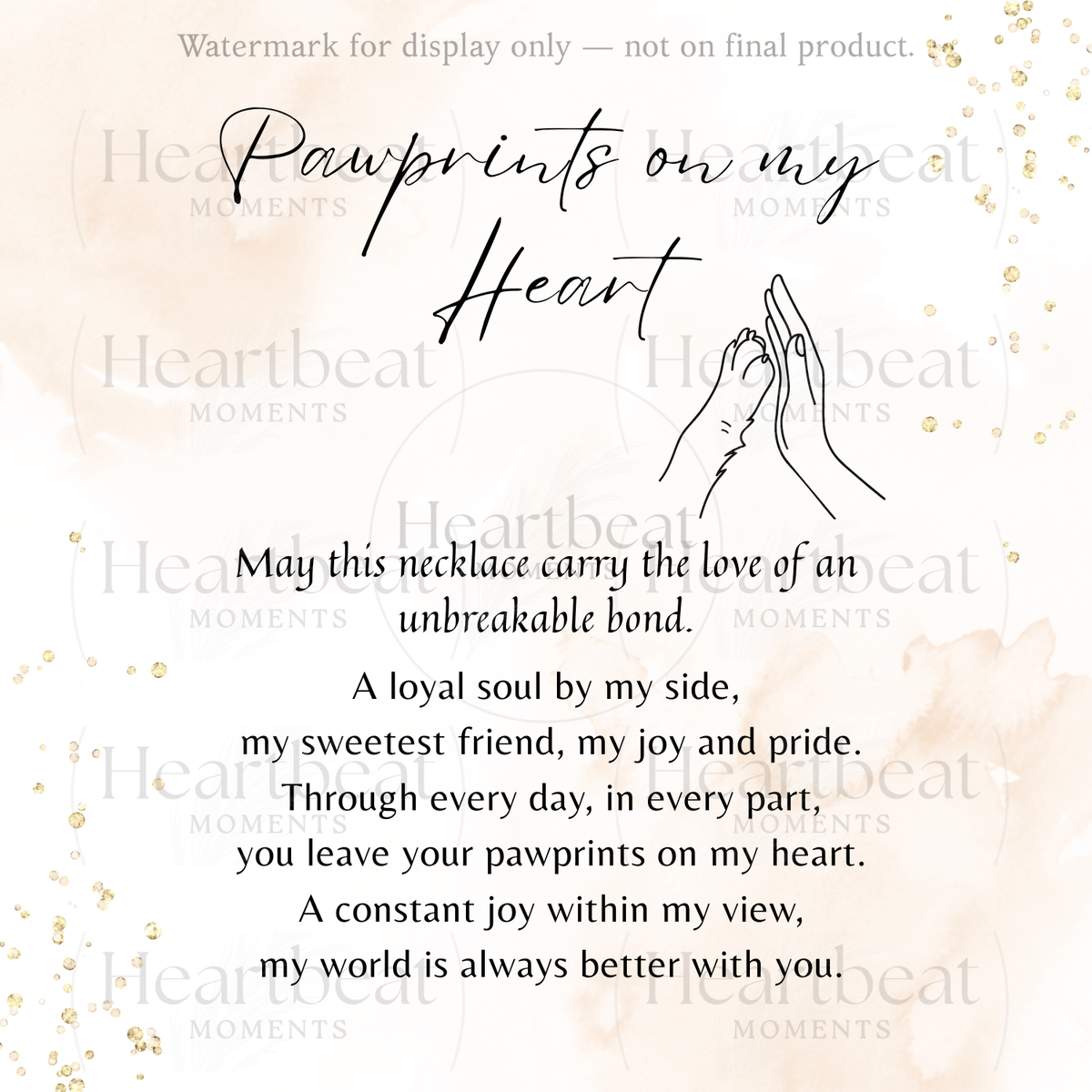 Custom Paw Print Name Necklace for Dog Owner – Personalized Dog Gift shown with heartfelt message about lasting love and bond