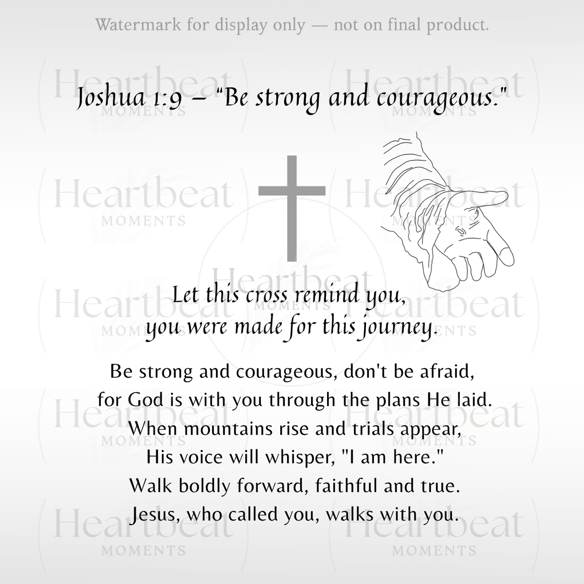 Personalized Christian Cross Necklace for Him – Faith-Inspired Gift with encouraging scripture and hand illustration for meaningful jewelry.
