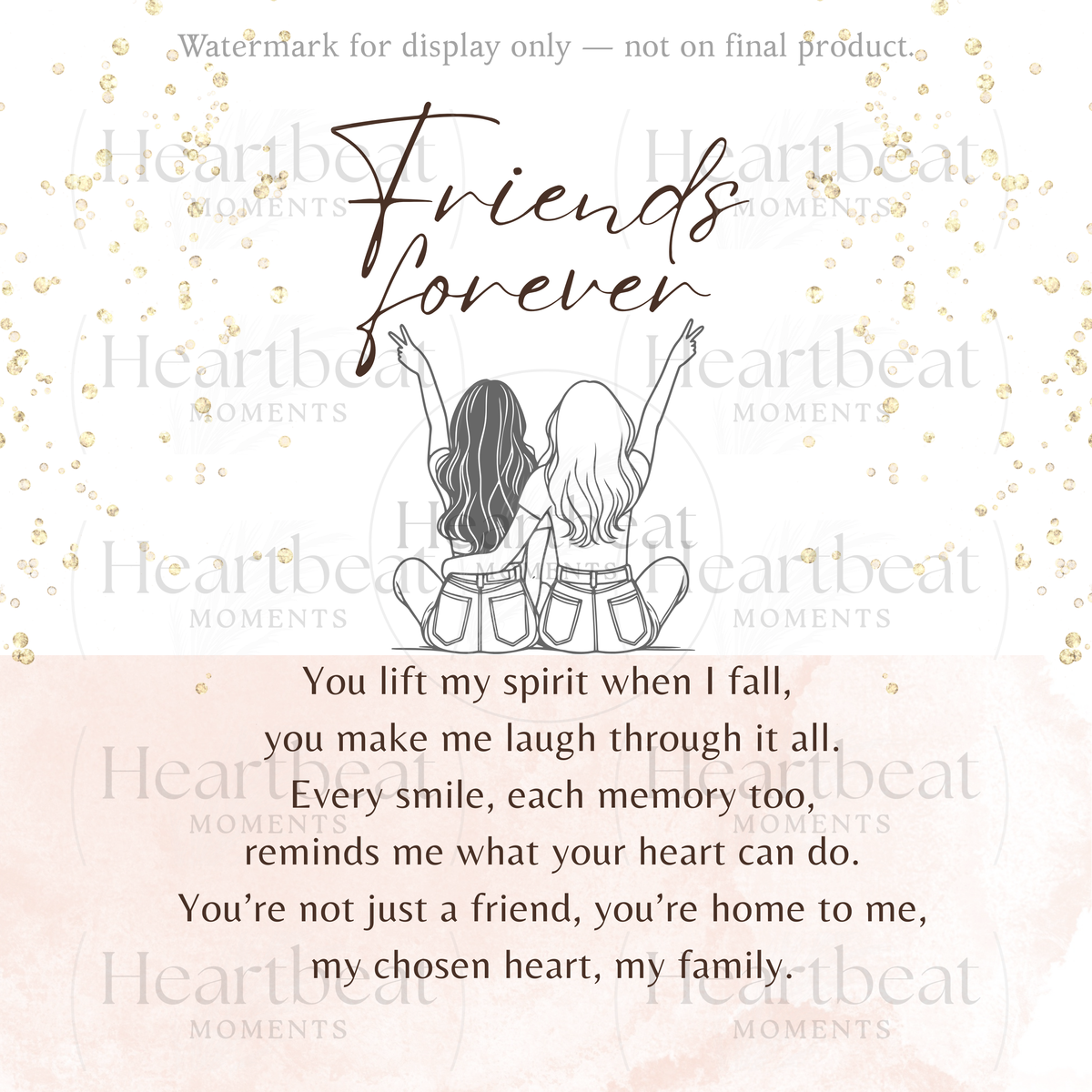 Personalized Engraved 4-Sided Bar Necklace for Best Friend – A Meaningful Gift of Friendship | Stainless Steel or 18k Gold Finish with heartfelt friendship poem.
