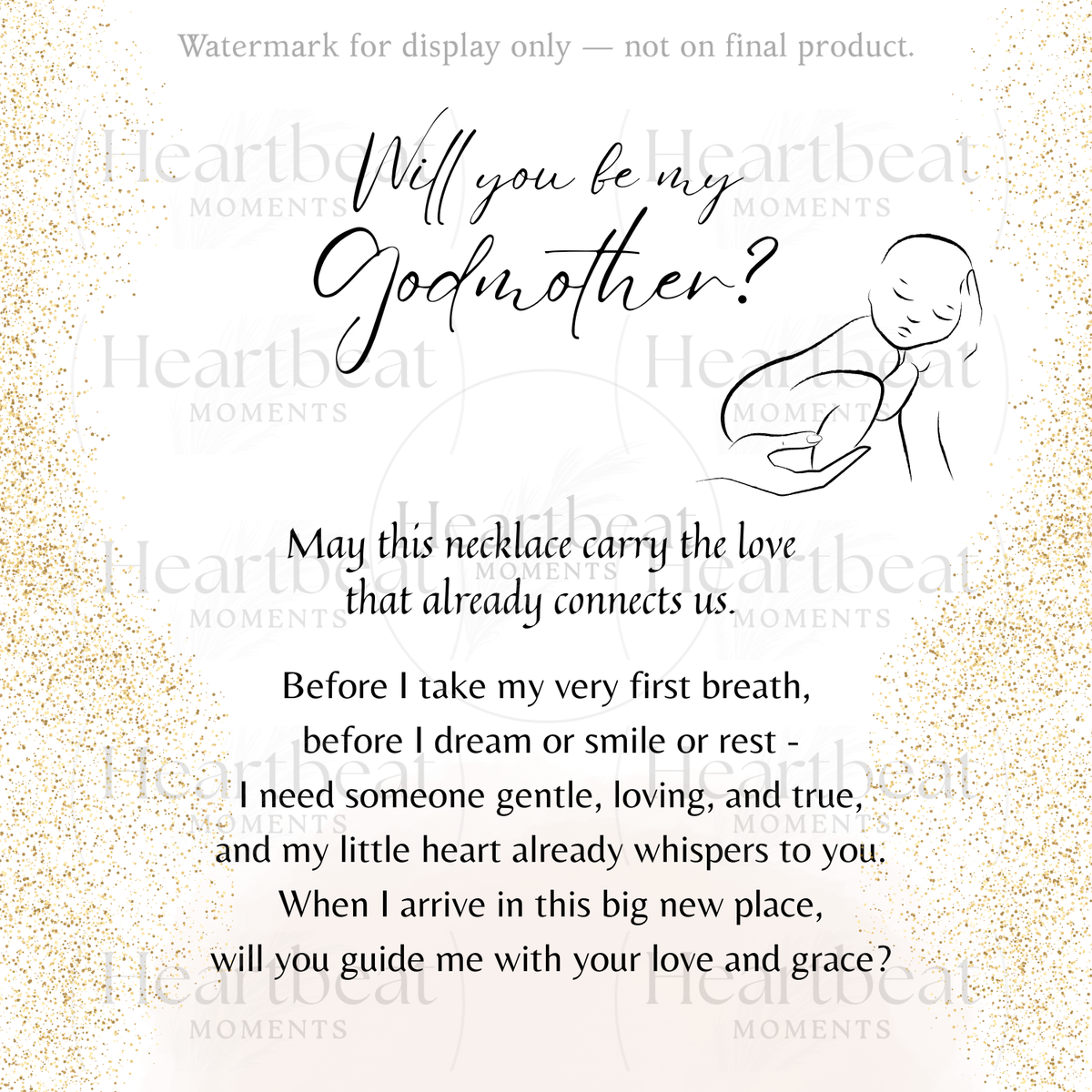 Baby Feet Heart Necklace for Godmother – A Meaningful Godmother Proposal Gift | 925 Sterling Silver & 14K Rose-Gold Finish with poetic message card
