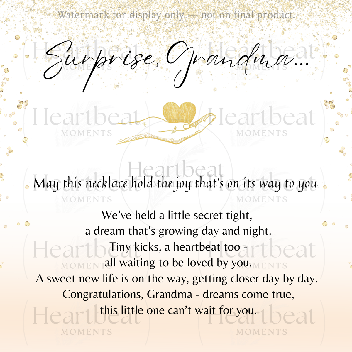 Interlocking Hearts Necklace for Grandma-To-Be – A Meaningful Baby Announcement Gift for Grandma | Rose Gold or 18K Yellow Gold Plated with poem card