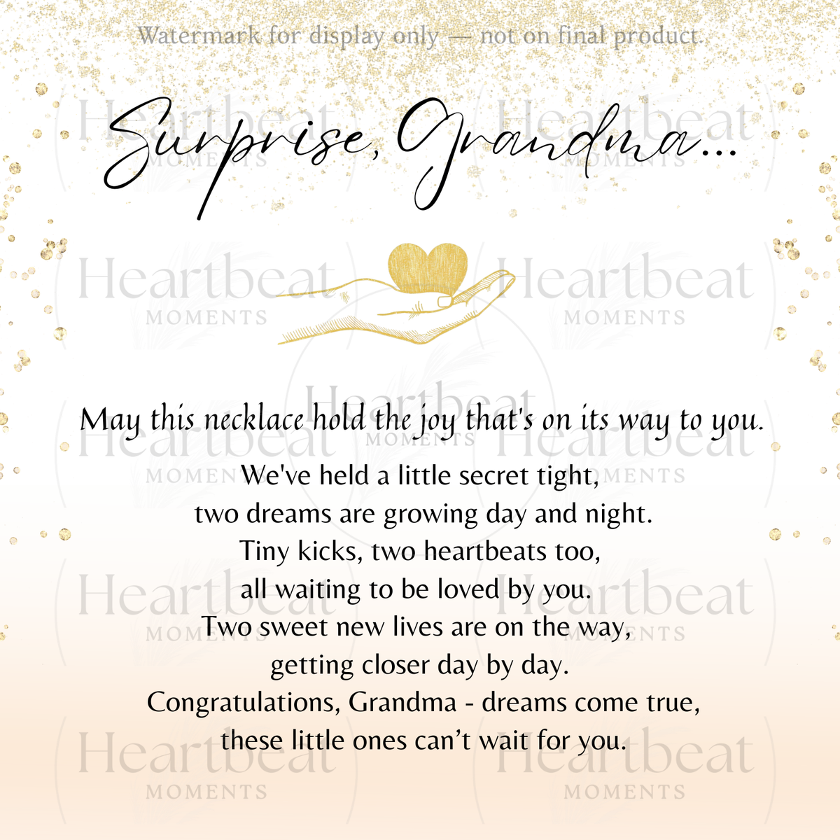 Personalized Engraved Baby Feet Necklace with Birthstone for Grandma-to-Be (2 Charms – Twins Edition) – meaningful jewelry gift with poem card