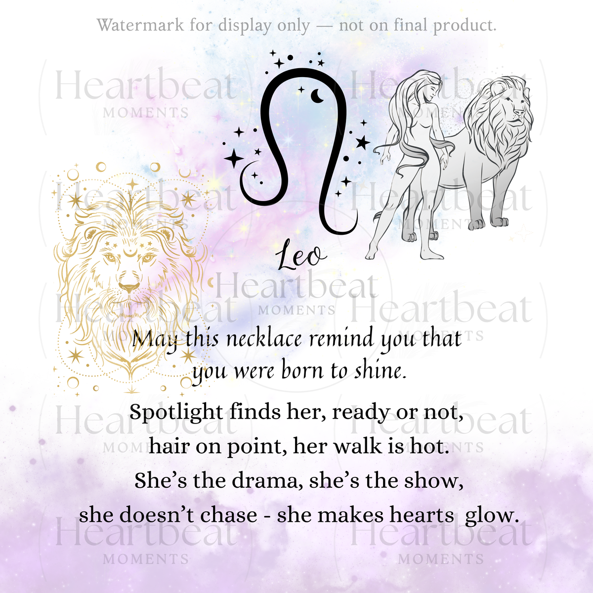 Leo Zodiac Symbol Necklace for Girls – A Meaningful Gift for a Leo Girl | Stainless Steel or 18k Yellow Gold Finish with artistic lion and constellation designs