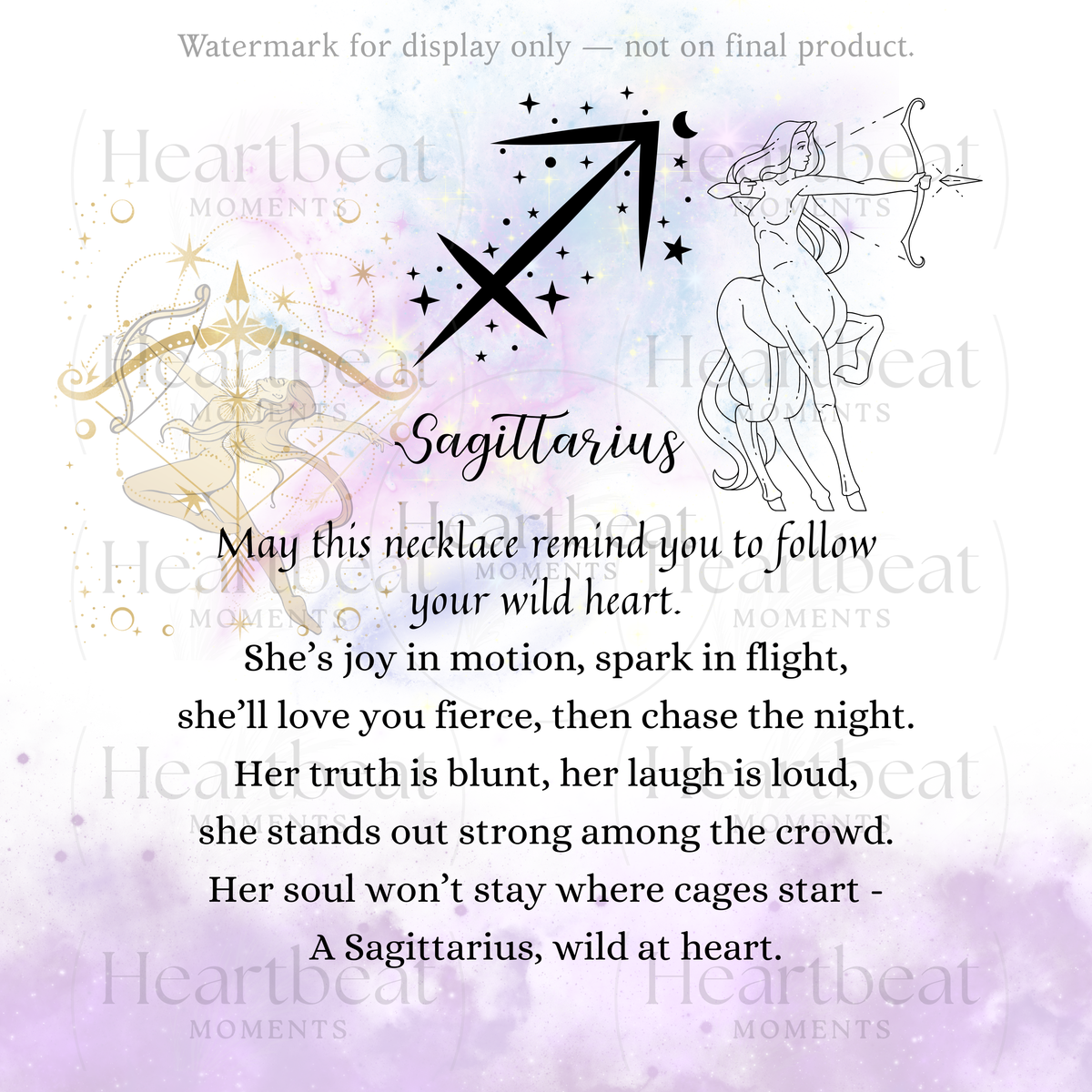 Sagittarius Zodiac Symbol Necklace for Girls – A Meaningful Gift for a Sagittarius Girl | Stainless Steel or 18k Yellow Gold Finish with poetic Sagittarius design
