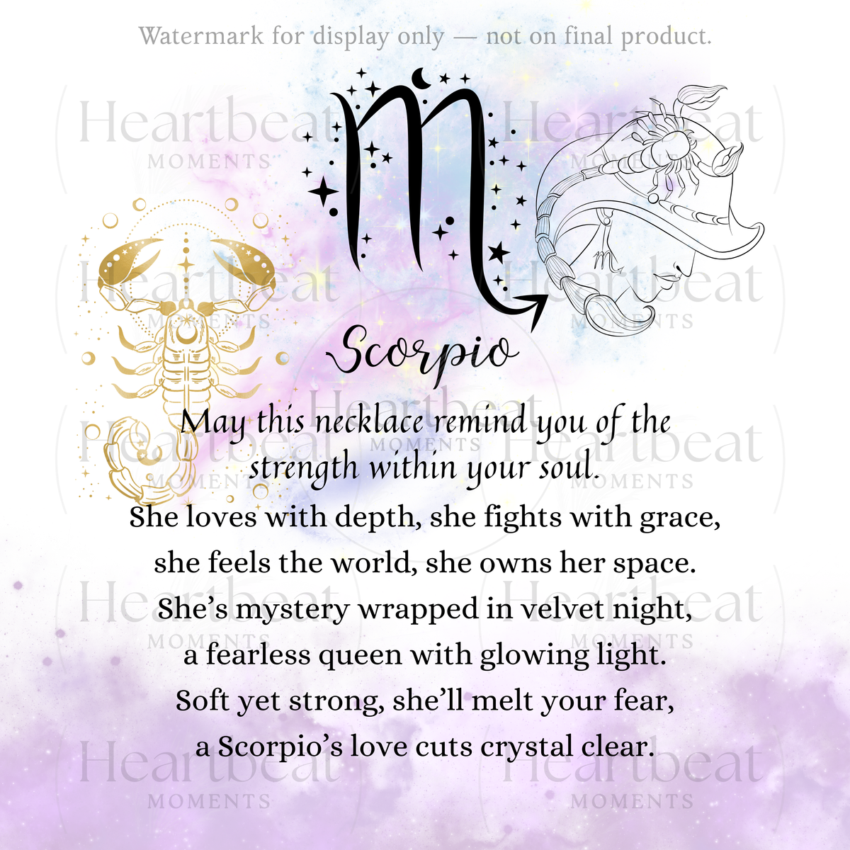 Scorpio Zodiac Symbol Necklace for Girls – A Meaningful Gift for a Scorpio Girl | Stainless Steel or 18k Yellow Gold Finish with poetic Scorpio design and stars
