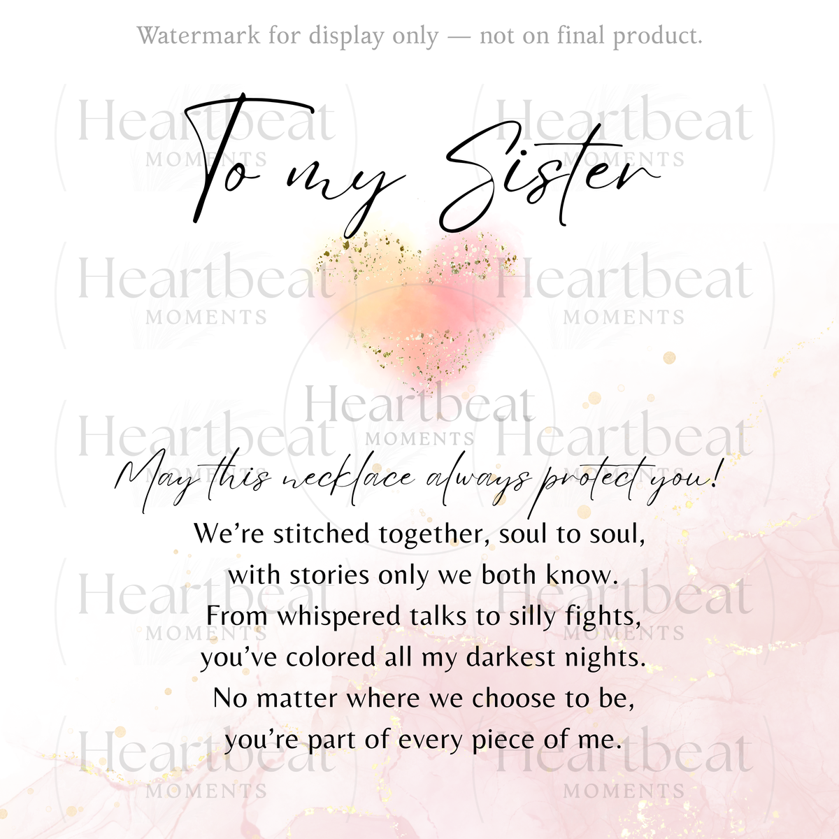 Personalized Cross Necklace for Sister – A Meaningful Gift of Sisterhood | Stainless Steel or 18k Gold Finish with Engraving poem card design.