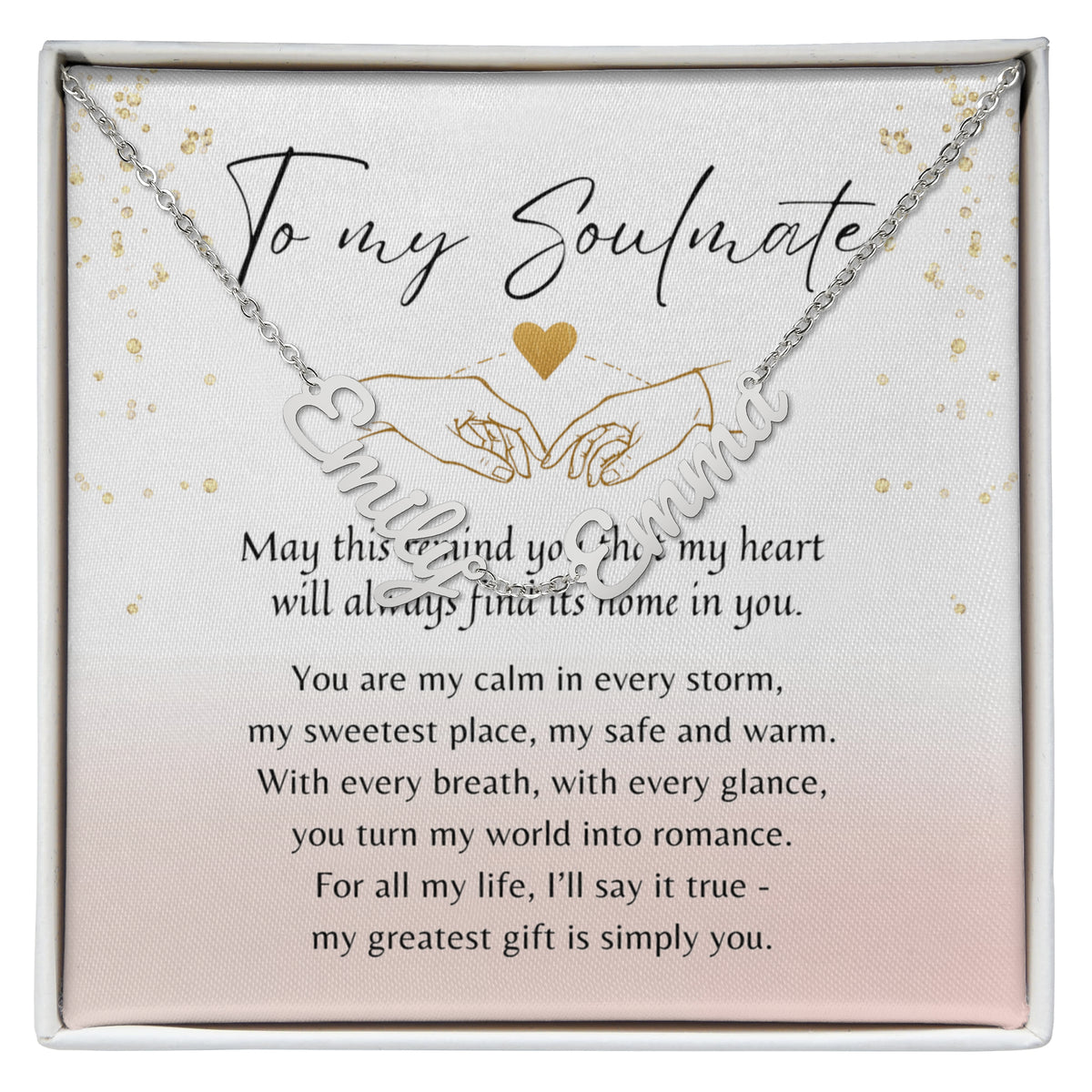 Multiple Name Necklace for Her – A Meaningful Romantic Gift of Love | silver necklace with custom names on romantic message card