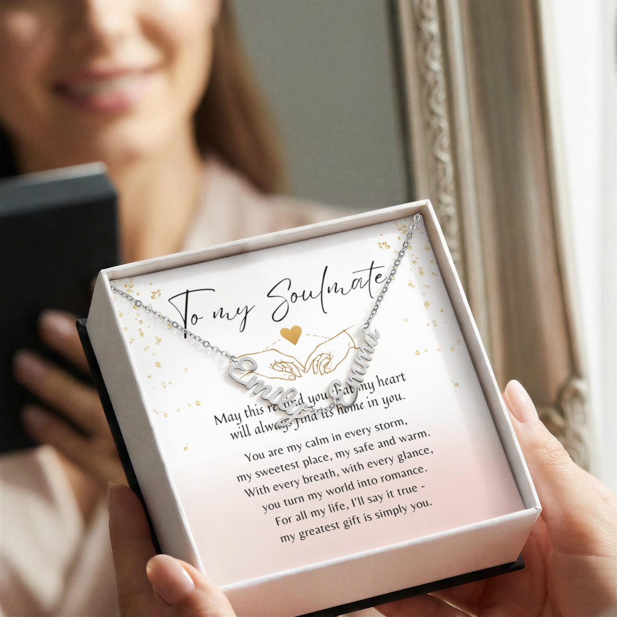 Multiple Name Necklace for Her – A Meaningful Romantic Gift of Love | elegant necklace in gift box with romantic message card