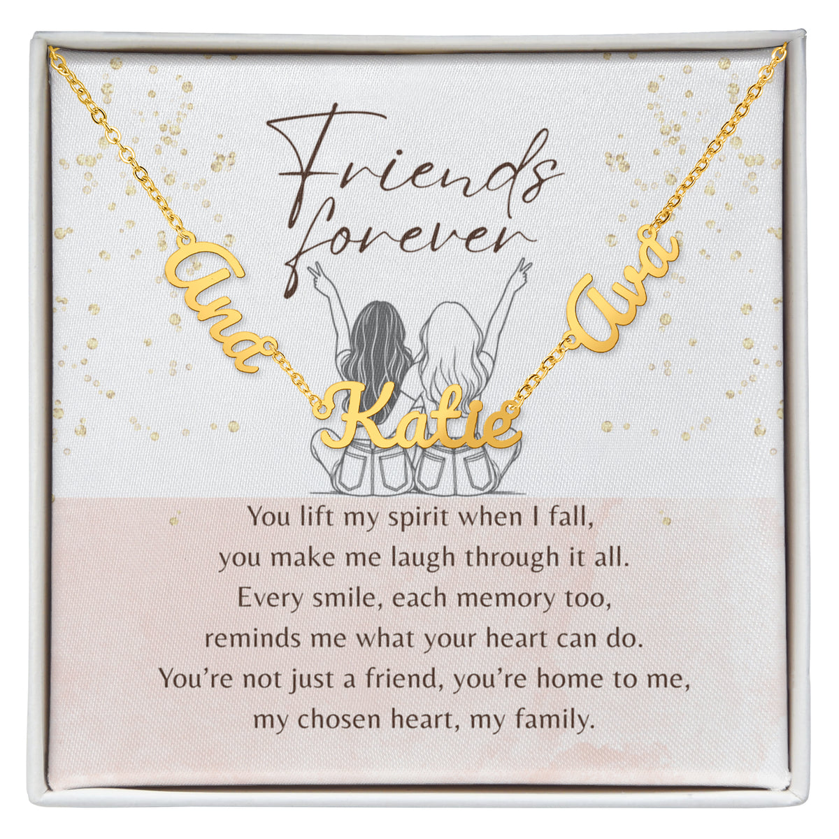 Multiple Name Necklace for Best Friend – A Meaningful Gift of Friendship | gold finish meaningful jewelry gift display