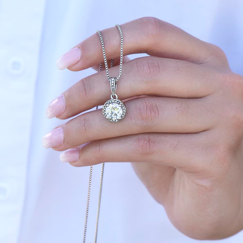 Eternal Hope Necklace for Maid of Honor – A Meaningful "Will You Be My Maid of Honor?" Gift | 14K White Gold Plated held delicately in hand