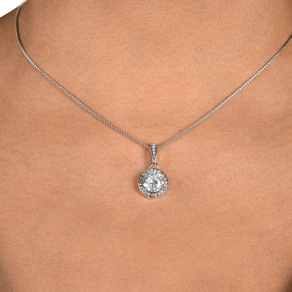 Eternal Hope Necklace for Bridesmaid – A Meaningful Bridesmaid Proposal Gift 14k White Gold Plated pendant necklace worn on skin