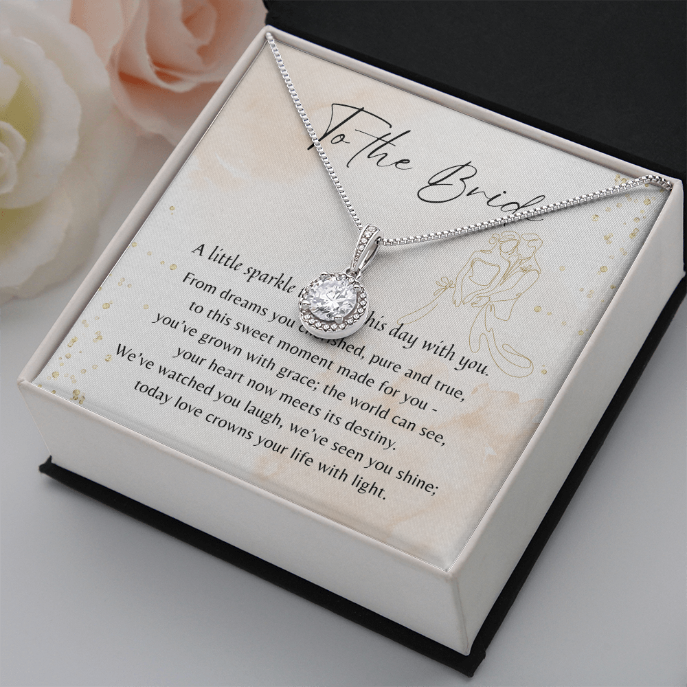 Eternal Hope Necklace for Bride – 14k White Gold Plated displayed in gift box with a heartfelt message for the bride