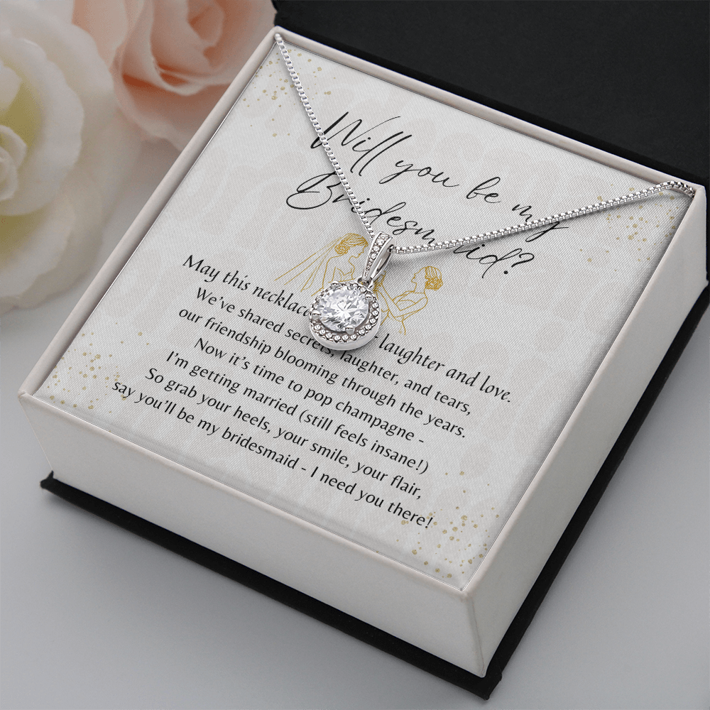 Eternal Hope Necklace for Bridesmaid – A Meaningful Bridesmaid Proposal Gift 14k White Gold Plated in gift box with card message