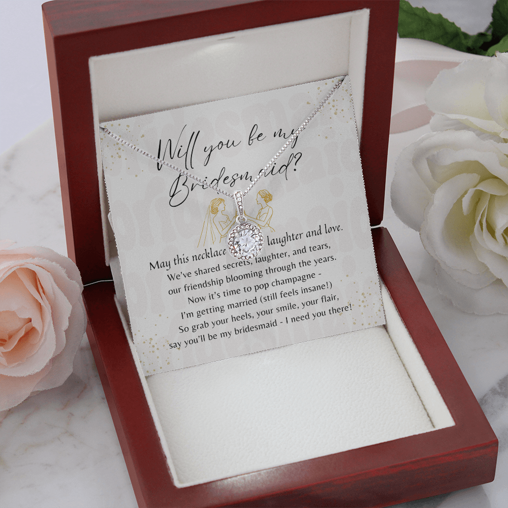 Eternal Hope Necklace for Bridesmaid – A Meaningful Bridesmaid Proposal Gift 14k White Gold Plated with gift box and message card