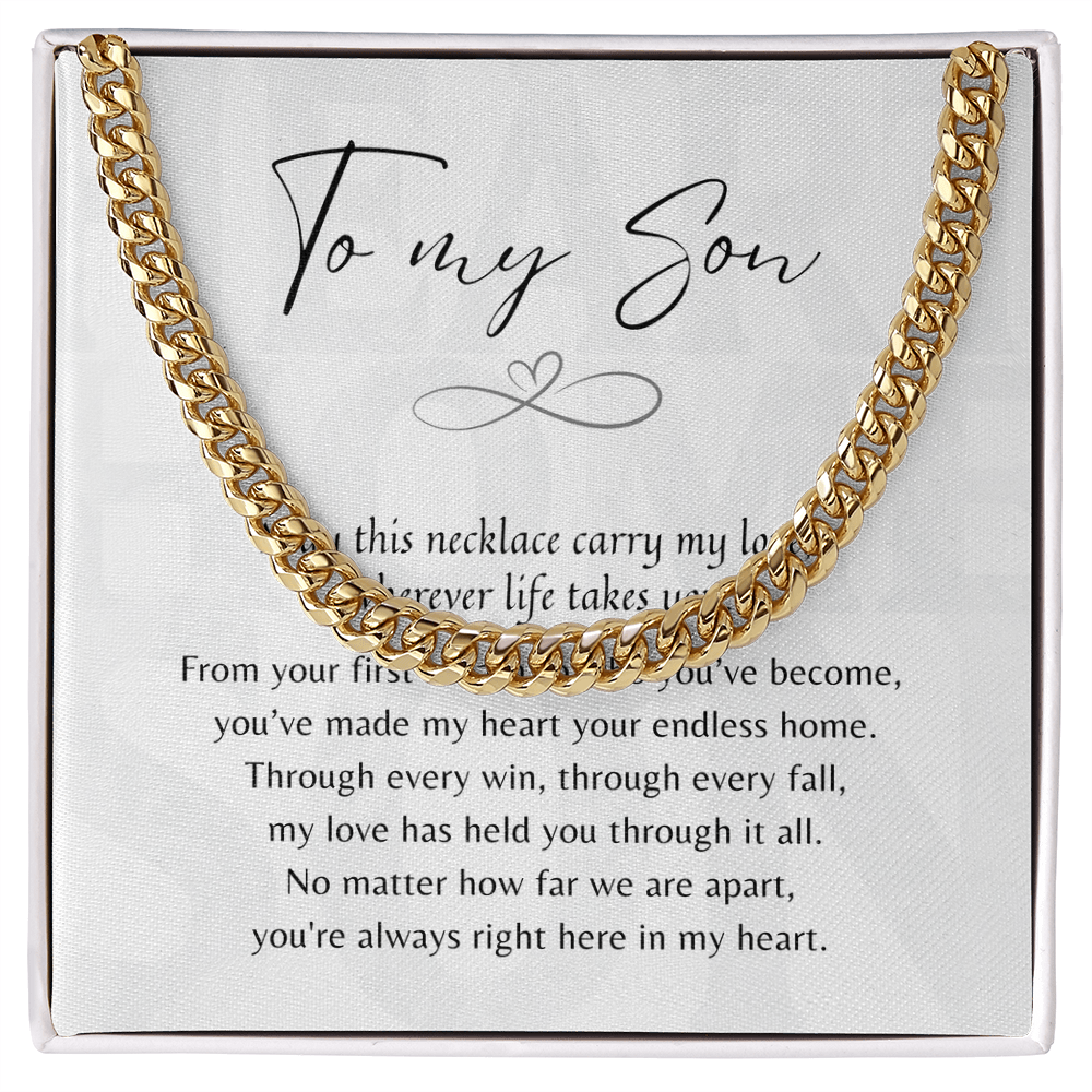 Cuban Link Chain for Son – Meaningful Gift from Mom or Dad with heartfelt message card in gift box display