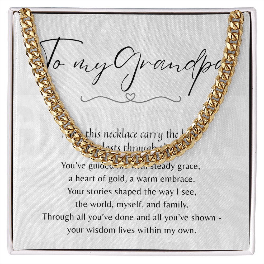 Cuban Link Chain for Grandpa – Stainless Steel or 14k Gold Plated with heartfelt message in gift box for grandpa