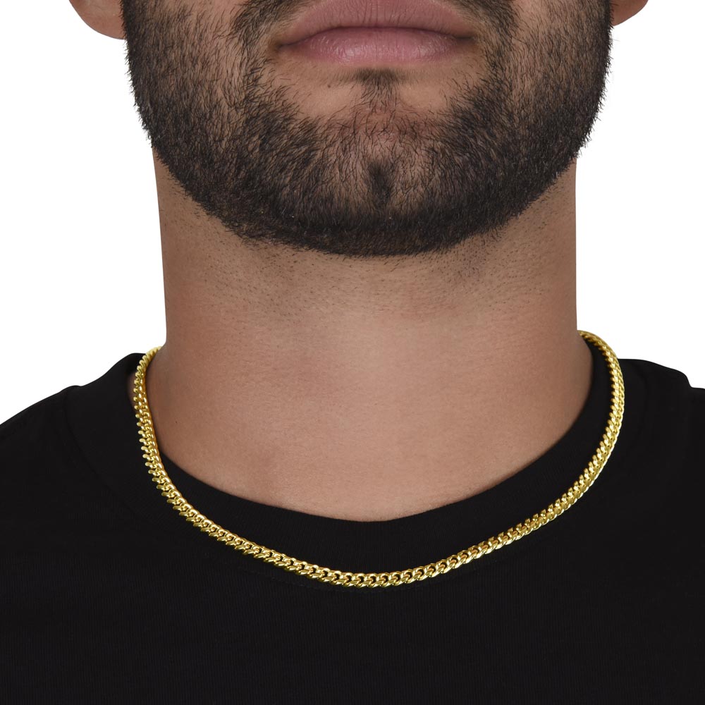 Cuban Link Chain for Brother - Brother Gift worn on man with beard and black shirt showcasing meaningful jewelry style