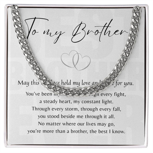 Cuban Link Chain for Brother - Brother Gift with heartfelt message card expressing love and appreciation in gift box