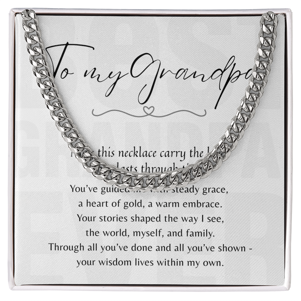 Cuban Link Chain for Grandpa – Stainless Steel or 14k Gold Plated with heartfelt message gift box packaging