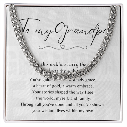 Cuban Link Chain for Grandpa – Stainless Steel or 14k Gold Plated with heartfelt message gift box packaging