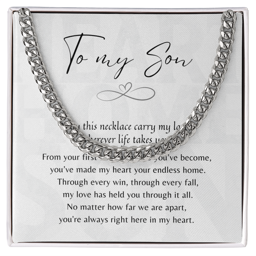 Cuban Link Chain for Son – Meaningful Gift from Mom or Dad with heartfelt message card in elegant box display