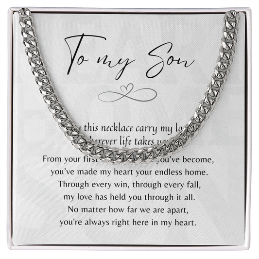 Cuban Link Chain for Son – Meaningful Gift from Mom or Dad with heartfelt message card in elegant box display