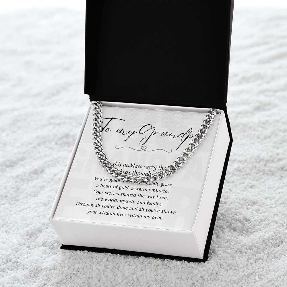 Cuban Link Chain for Grandpa – Stainless Steel or 14k Gold Plated in gift box with heartfelt message for grandpa