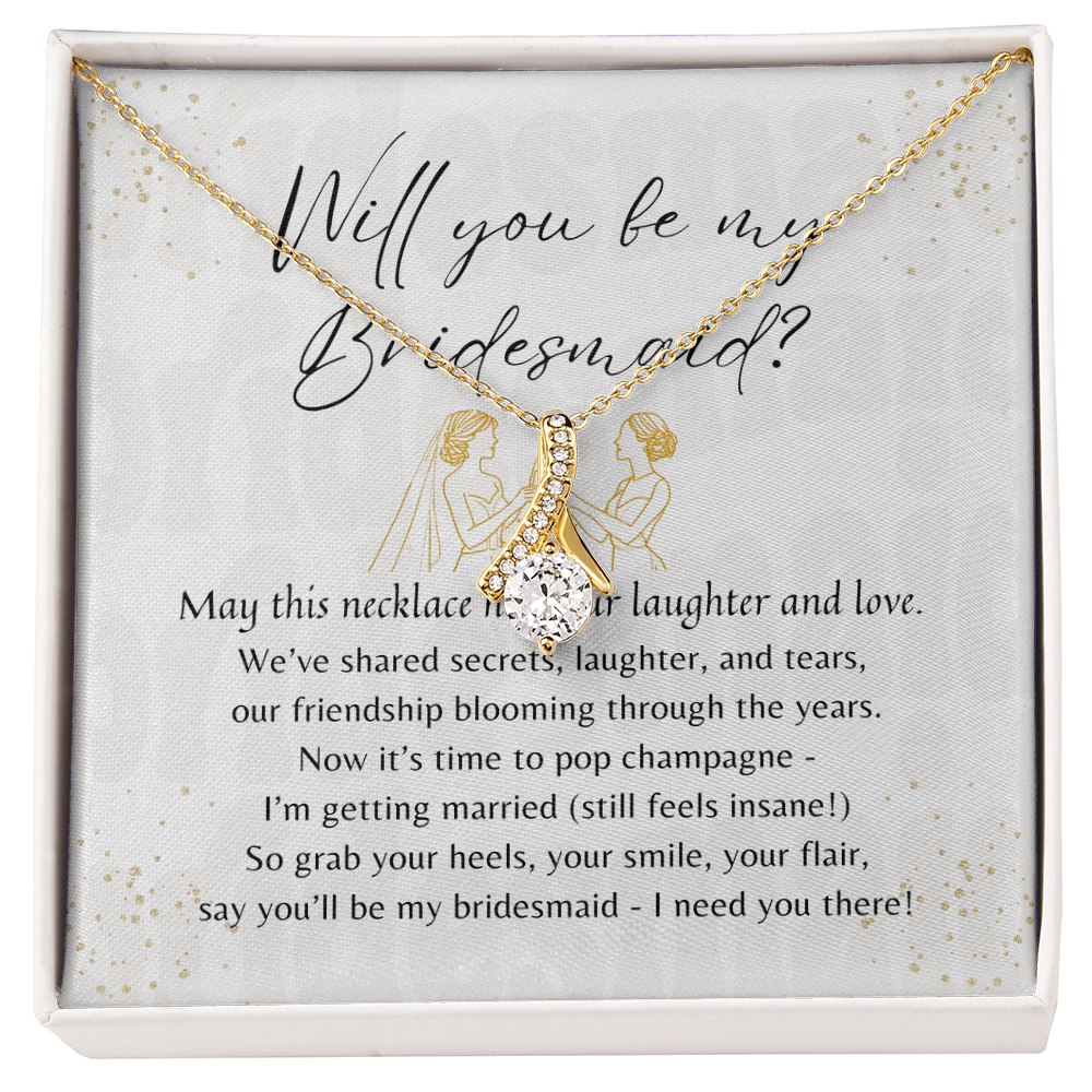 Alluring Beauty Necklace for Bridesmaid – A Meaningful Bridesmaid Proposal Gift | 14k White Gold or 18k Yellow Gold Plated in gift box