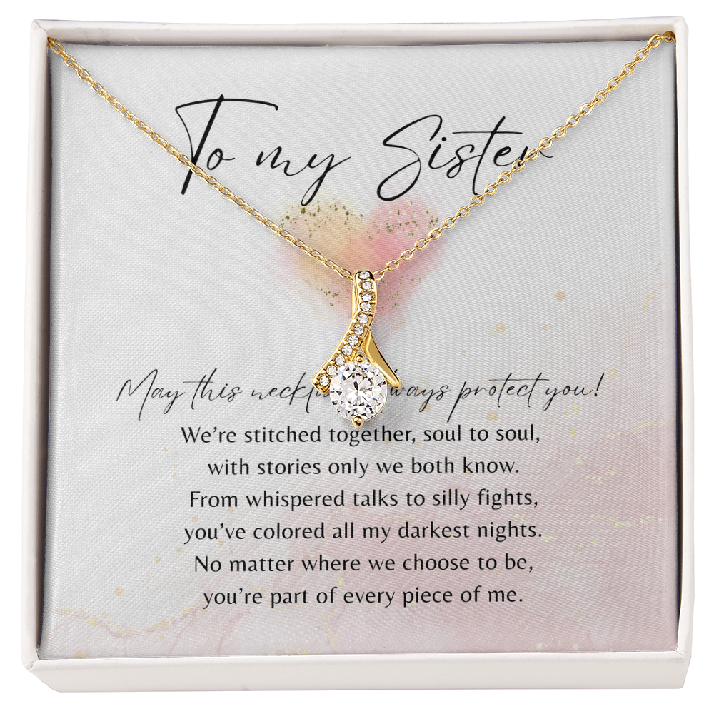 Alluring Beauty Necklace for Sister – 14k White Gold or 18k Yellow Gold Plated with heartfelt poem in a gift box