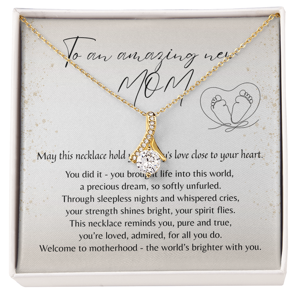 Alluring Beauty Necklace for New Mom - A Meaningful Gift for a New Mom | 18k Yellow Gold Plated with diamond centerpiece