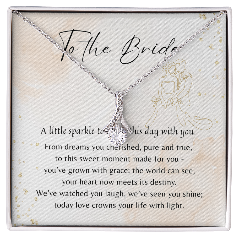 Alluring Beauty Necklace for Bride – A Meaningful Gift for the Bride | 14k White Gold or 18k Yellow Gold Plated displayed in gift box with poem