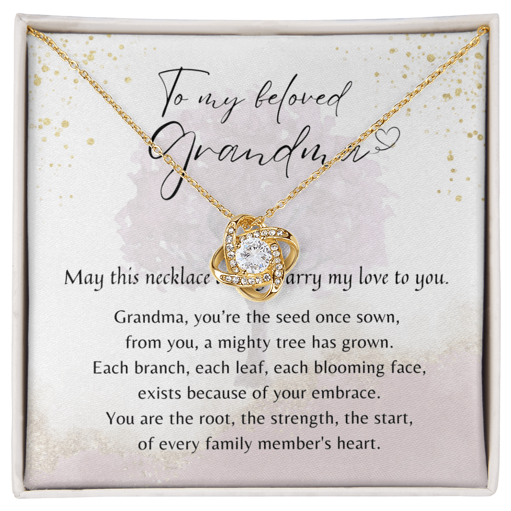 Love Knot Necklace for Grandma – A Meaningful Gift for Grandma | 14K White Gold or 18K Yellow Gold Plated with sentimental gift message card