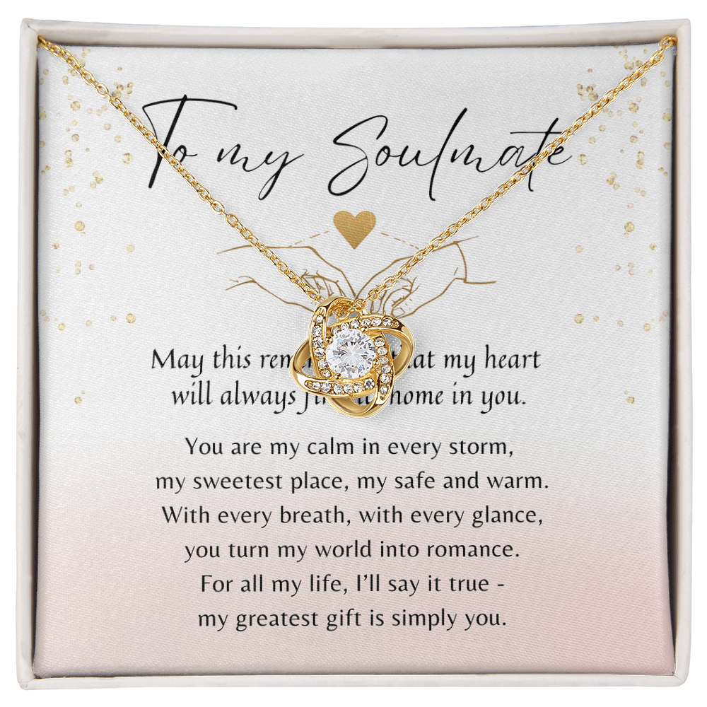 Love Knot Necklace for Her – 14k White Gold or 18k Yellow Gold Plated | elegant pendant on sentimental gift card