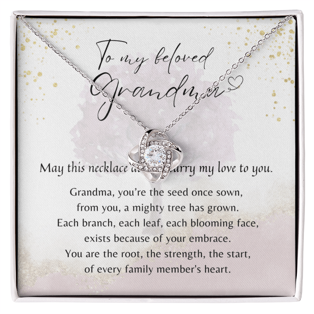 Love Knot Necklace for Grandma – A Meaningful Gift for Grandma | 14K White Gold or 18K Yellow Gold Plated with heartfelt message card and box