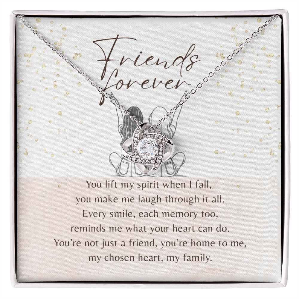 Love Knot Necklace for Best Friend – 14k White Gold or 18k Yellow Gold Plated | A meaningful gift of friendship and love in gift box