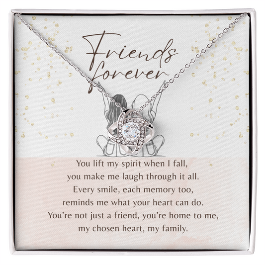 Love Knot Necklace for Best Friend – 14k White Gold or 18k Yellow Gold Plated | A meaningful gift of friendship and love in gift box