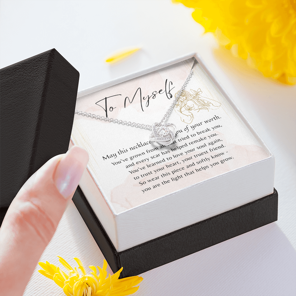 Love Knot Necklace for Myself – A thoughtful Gift to Myself | 14k White Gold or 18k Yellow Gold Plated in soft gift box