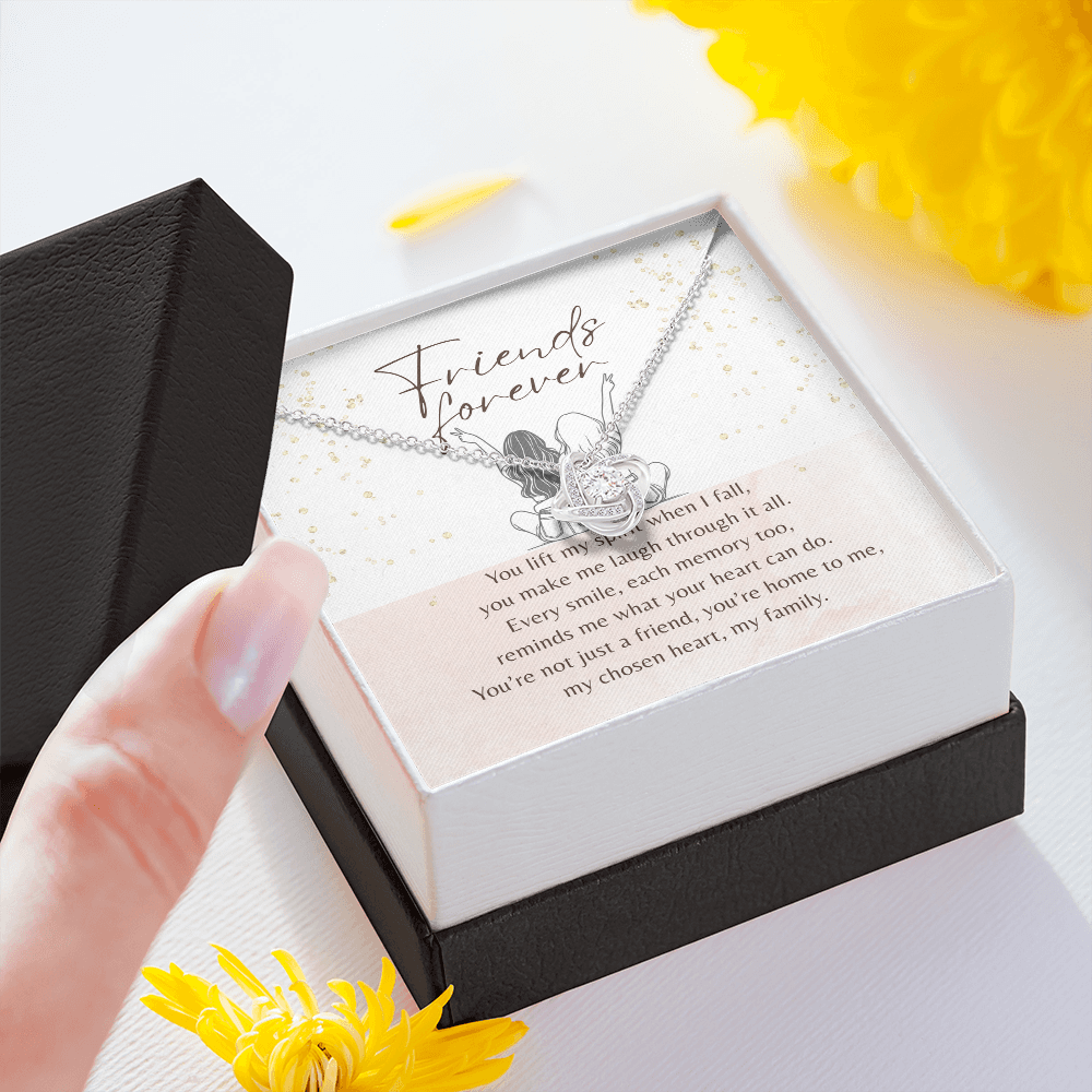 Love Knot Necklace for Best Friend – 14k White Gold or 18k Yellow Gold Plated | A Meaningful Gift of Friendship & Love in a gift box