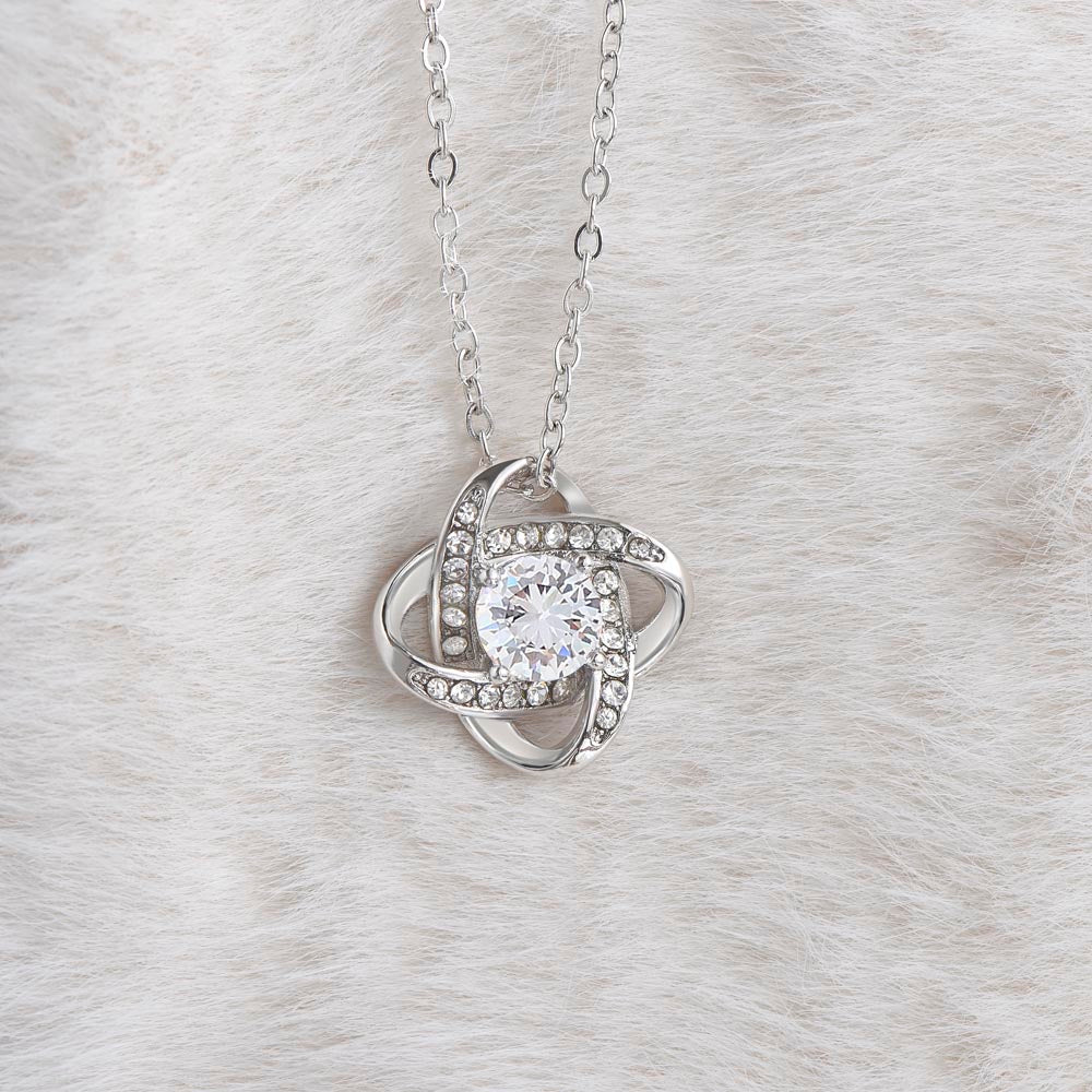 Love Knot Necklace for Myself – A thoughtful Gift to Myself | 14k White Gold or 18k Yellow Gold Plated with sparkling stone pendant