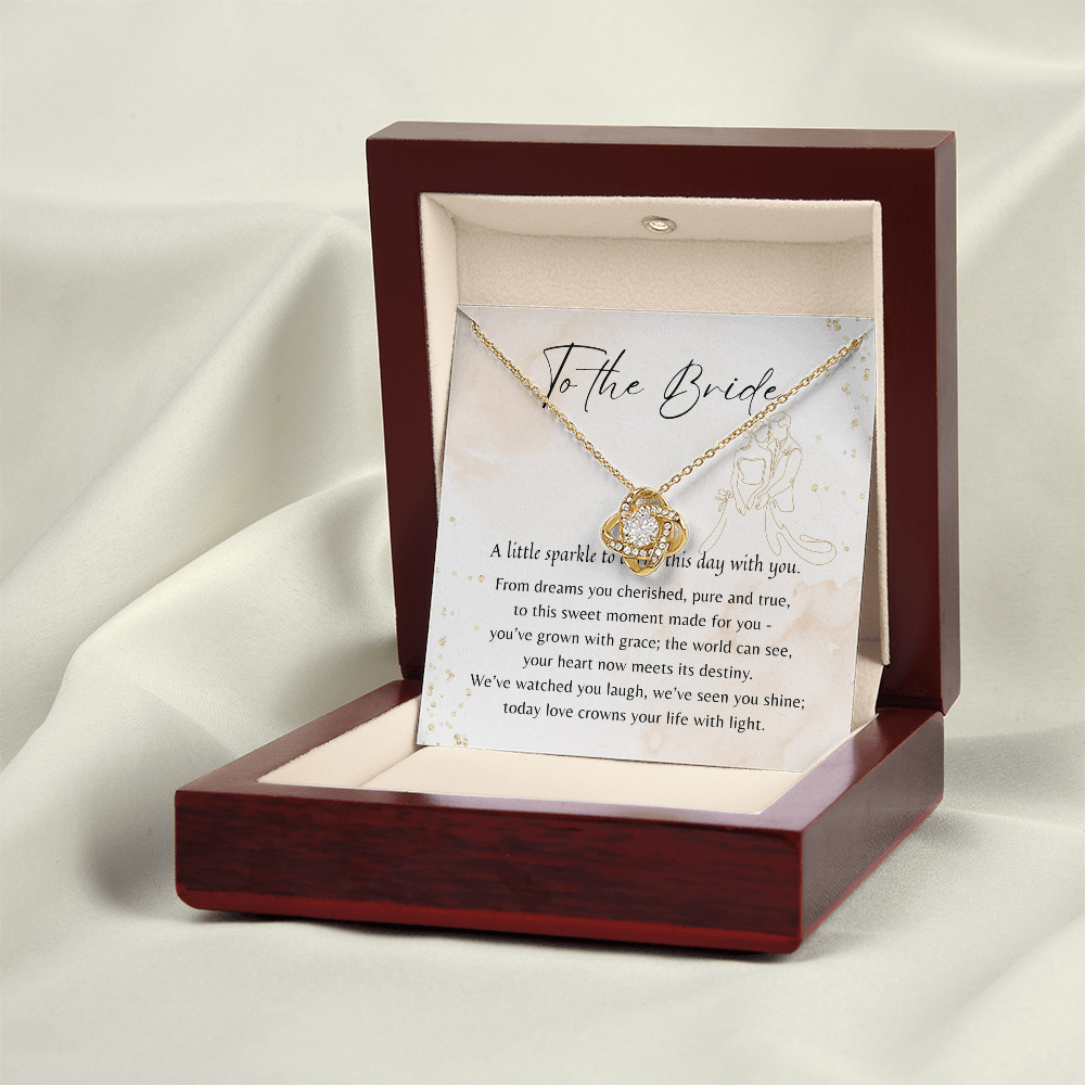 Love Knot Necklace for Bride – A Meaningful Gift for the Bride | 14k White Gold or 18k Yellow Gold Plated displayed in elegant box