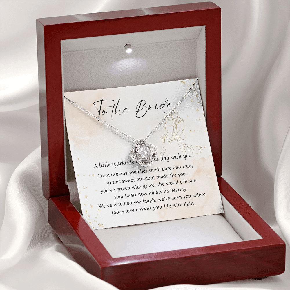 Love Knot Necklace for Bride – A Meaningful Gift for the Bride | 14k White Gold or 18k Yellow Gold Plated in gift box with poem card