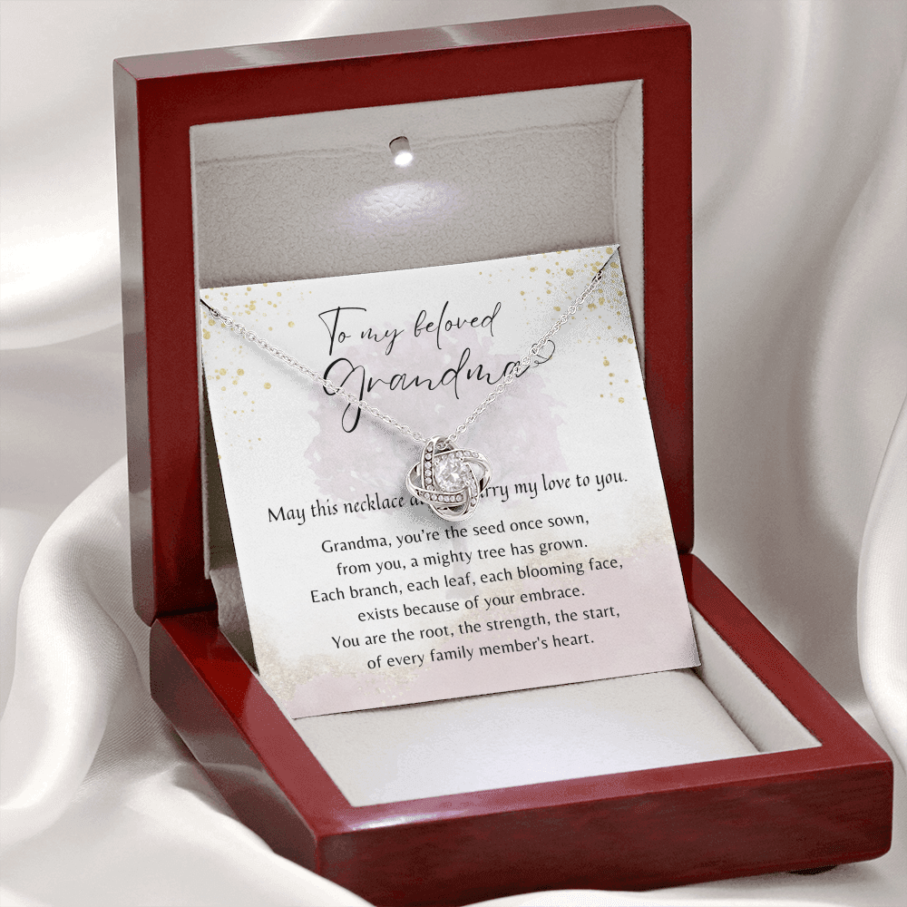 Love Knot Necklace for Grandma – A Meaningful Gift for Grandma | 14K White Gold or 18K Yellow Gold Plated in elegant gift box with message card