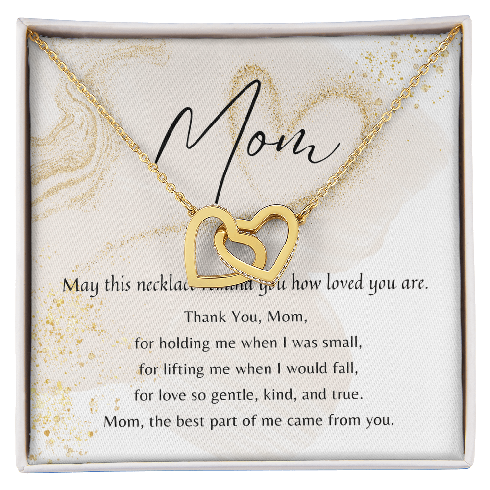 Interlocking Hearts Necklace for Mom – Rose Gold or 18k Yellow Gold Plated | Meaningful Gift of Eternal Love in gift box with poem card