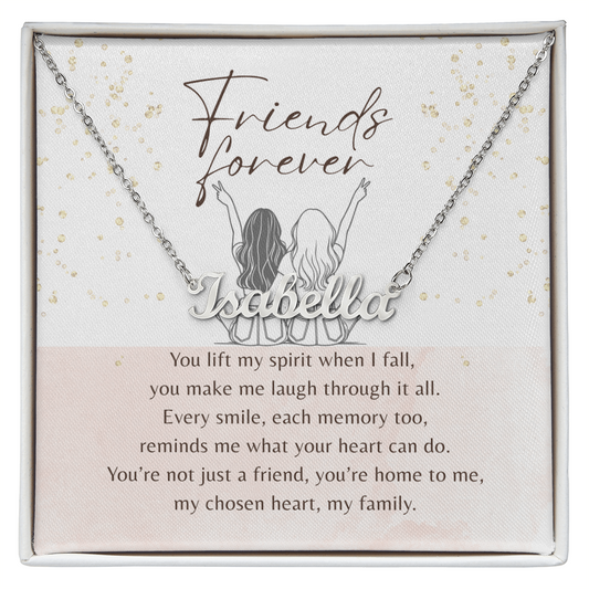 Custom Name Necklace for Best Friend – A Meaningful Gift of Friendship | Stainless Steel necklace with personalized name in gift box