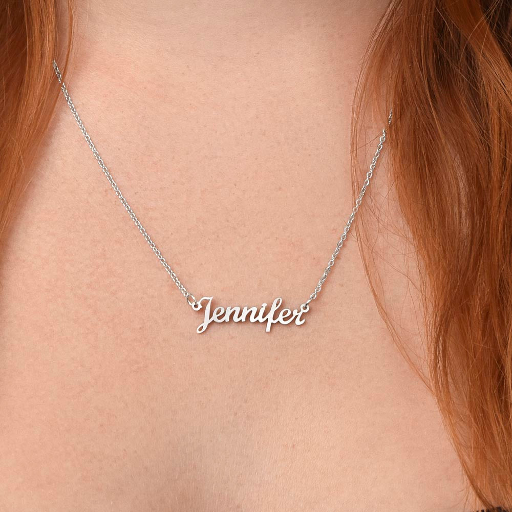 Custom Name Necklace for Mom Memorial – A Meaningful Memorial Gift in Loving Memory of Mom | Stainless Steel or 18K Yellow Gold Finish worn on neck